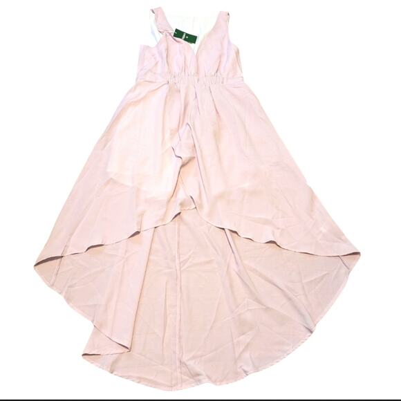 Halara Deep V Neck Sleeveless Crossover High Low Flowy Maxi Wedding Guest Dress - Picture 2 of 4